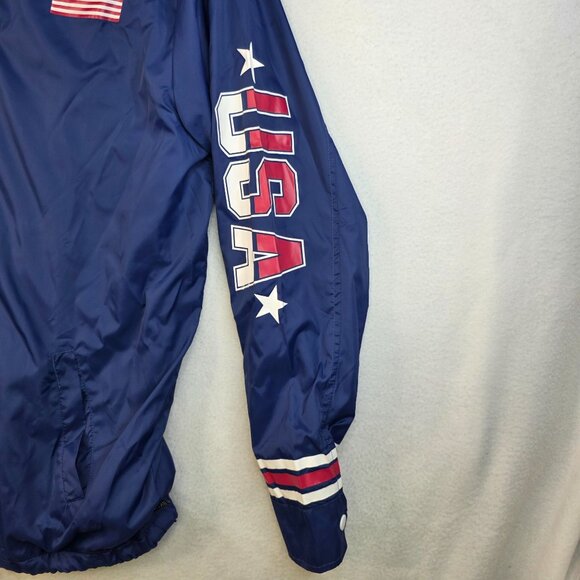 Brooklyn Cloth M USA Coach Jacket Medium Snap Button Lightweight Red Blue - Picture 3 of 9